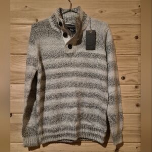 Amongst Others Shades of Gray Striped Winter Warm Sweater Size M 20x26 NWT